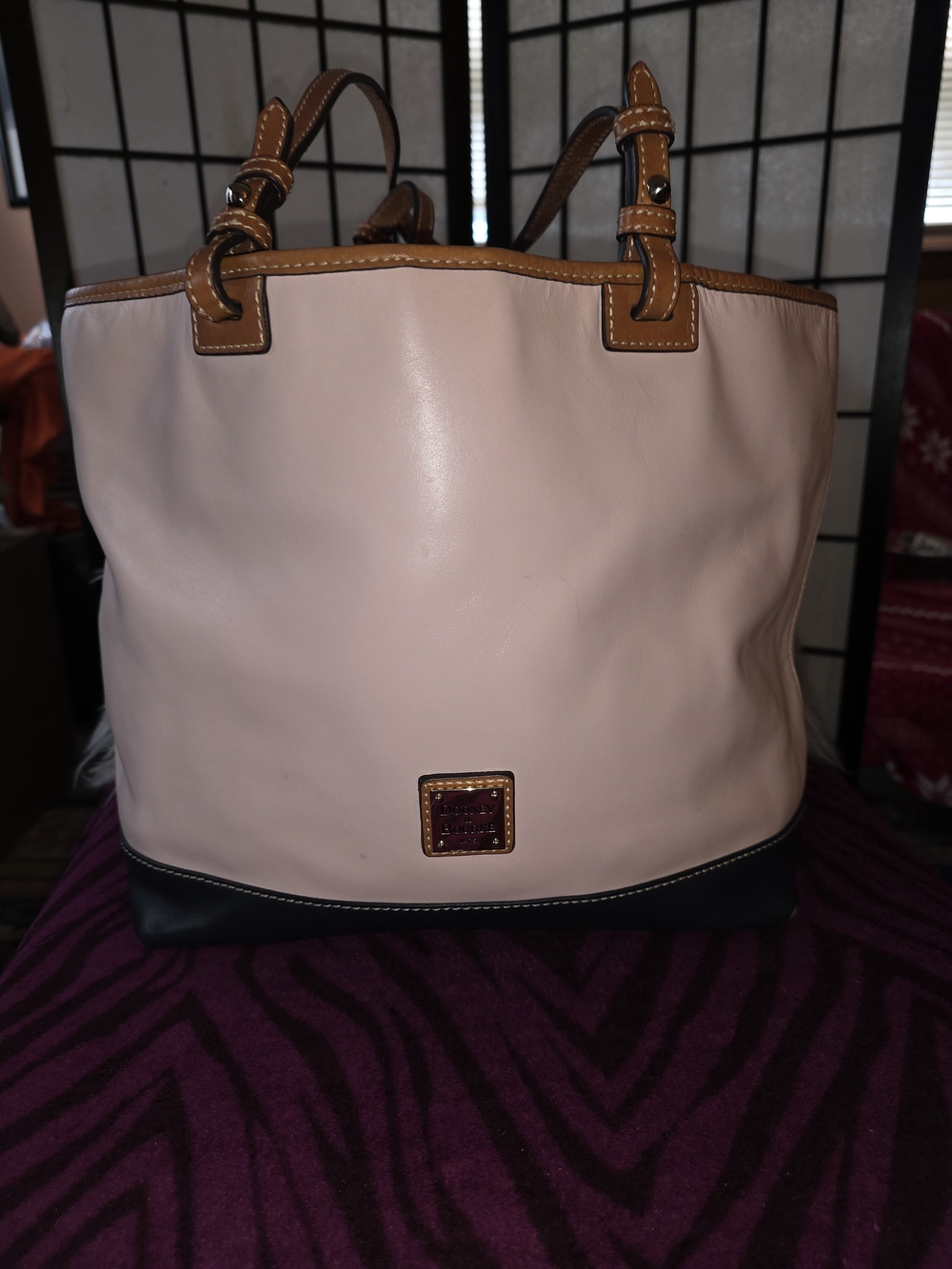 Dooney & Bourke Pink Leather Tote with Contrast Trim